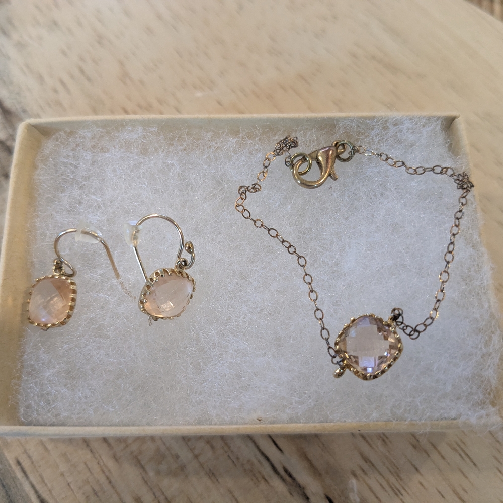 Elegant Gold and Pink Jewelry Set